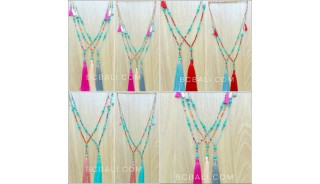 mixed beads necklace colorful tassels fashion design bulk free shipping
